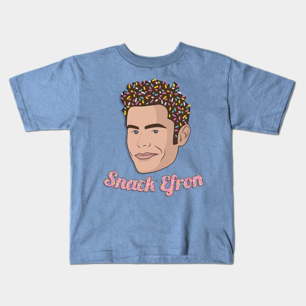 Snack Efron Kids T-Shirt by Lights, Camera, Podcast